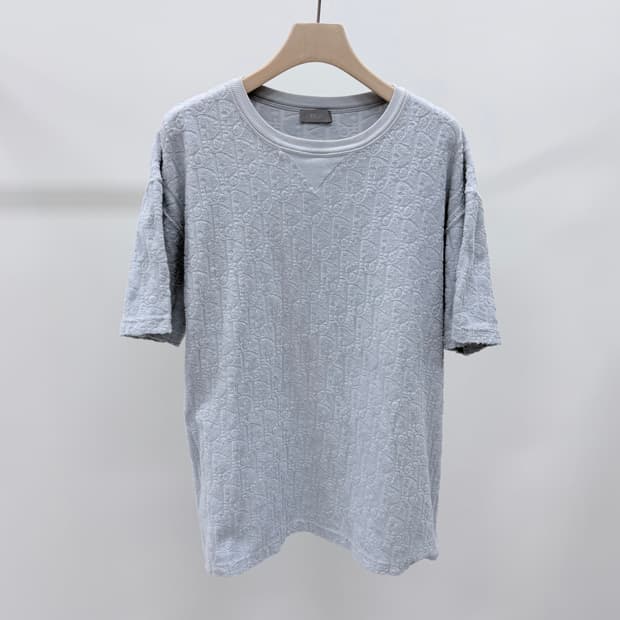 [S급/XL] 디올 오블리크 테리 코튼 반팔 티셔츠 스카이블루