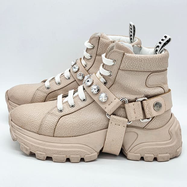 미우미우 우먼 크리스탈 하이킹 부츠 핑크 (39)