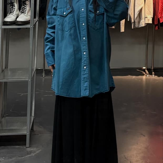 랭글러 블루 웨스턴 셔츠 A3790