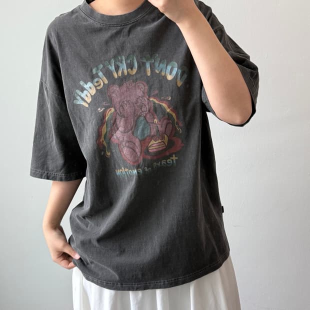 [L] 꼼파뇨 그레이 반팔 티셔츠