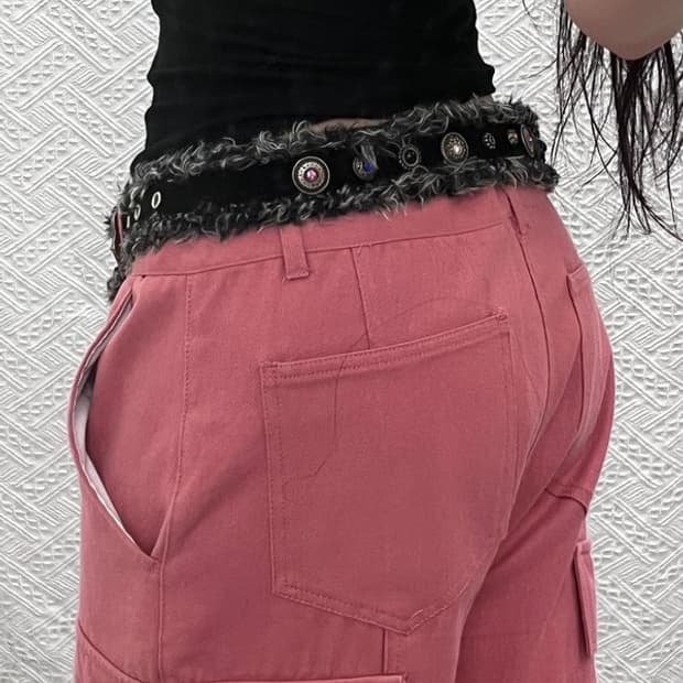 빈티지 고딕 락시크 주얼리 스톤 퍼 벨트 C10728