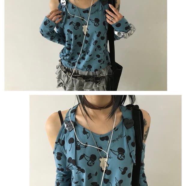 히스테릭 글래머 히글 오프숄더 민트 블루