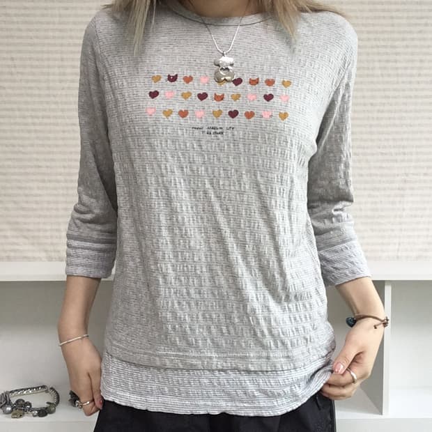 jpn vintage gray stripe cat printing t