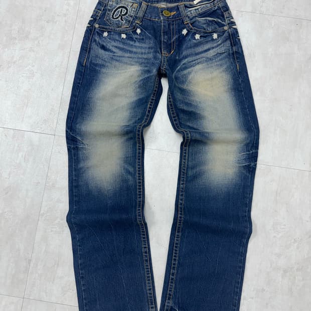 •RED PEPPER Y2K 자수 윙 포켓 데님