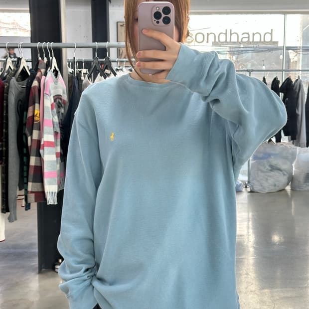 폴로랄프로렌 자수 코튼 와플니트 맨투맨