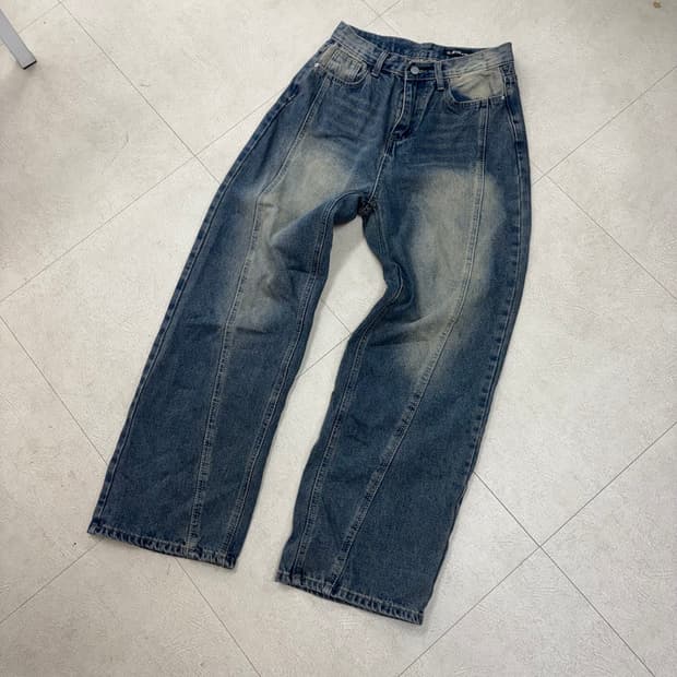 빈티지 워싱 와이드 데님 팬츠