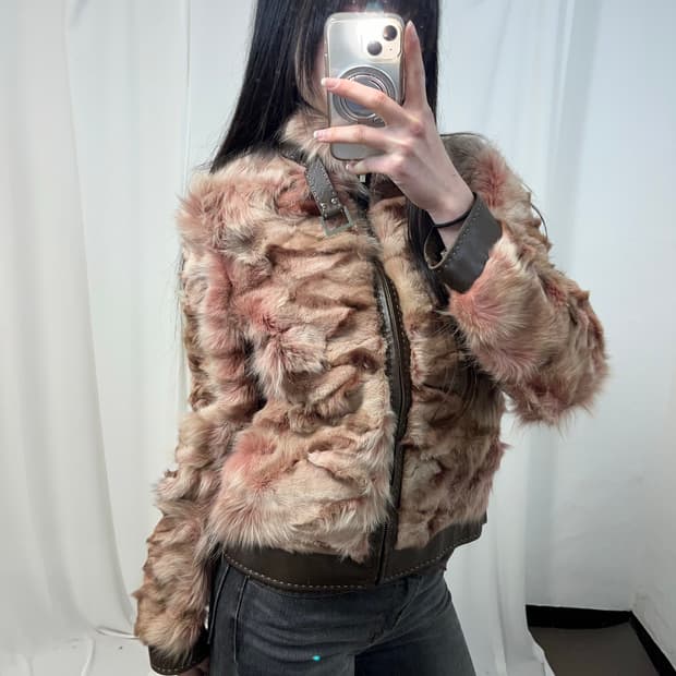 핑크 폭스퍼 자켓 (양가죽 / 폭스퍼) 