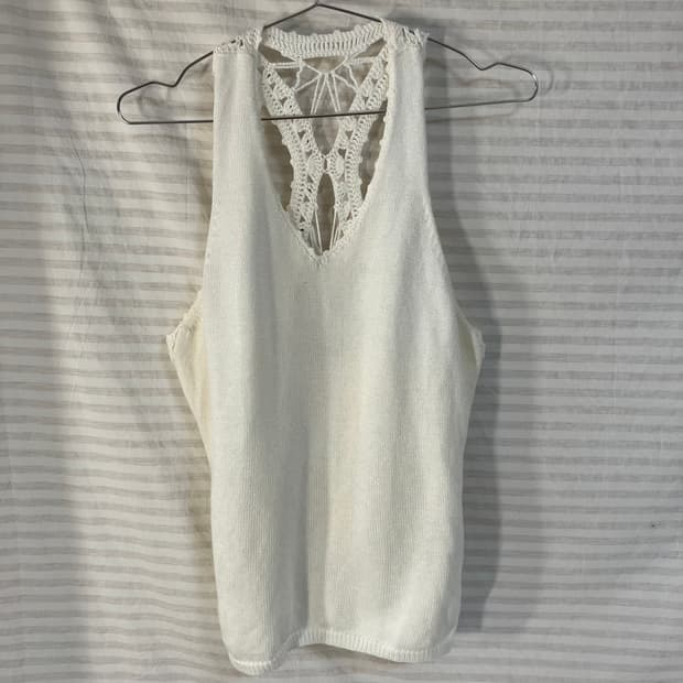 빈티지 아이보리 펄 니트 나시 o-1002 y2k 스트릿 갸루 펑키 일본