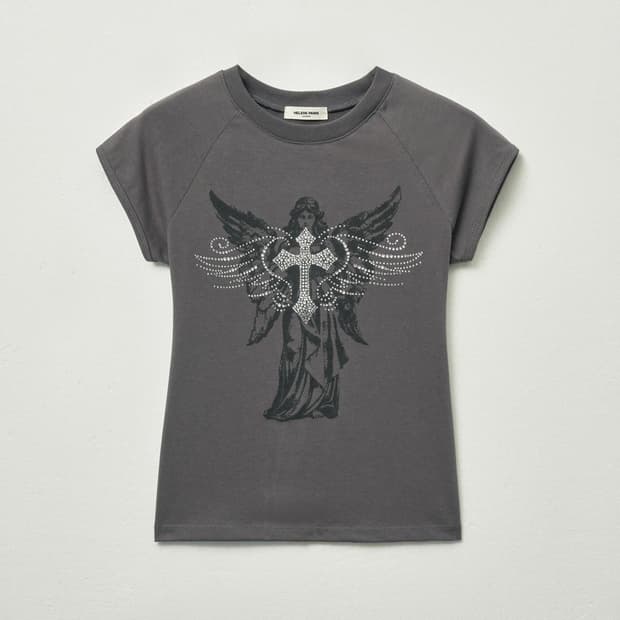헬레네파리스 엔젤 윙스 큐빅 하프 티셔츠 문그레이