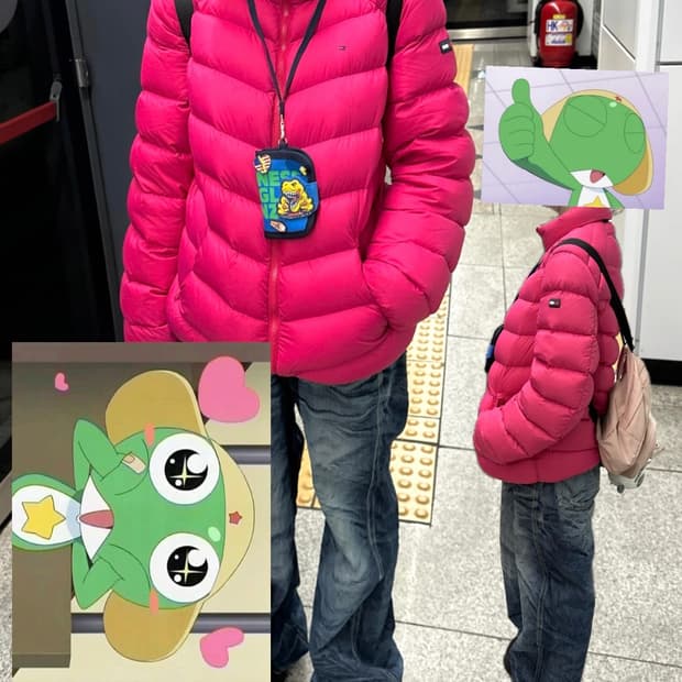 타미 힐피거 핫핑크 자수 로고 경량 패딩