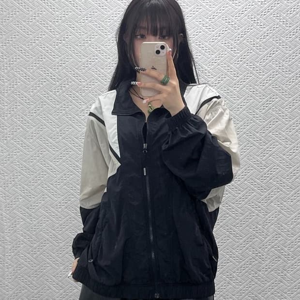 휠라 스포티 빈티지 레트로 배색 바람막이 자켓 L C10435