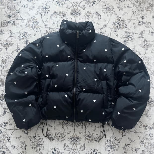 Linenne 하트 도트 크롭 패딩