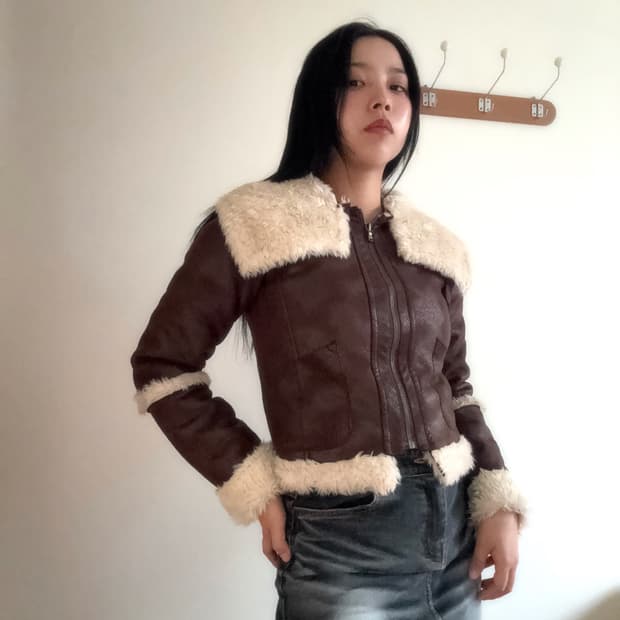 히피 크롭 무스탕