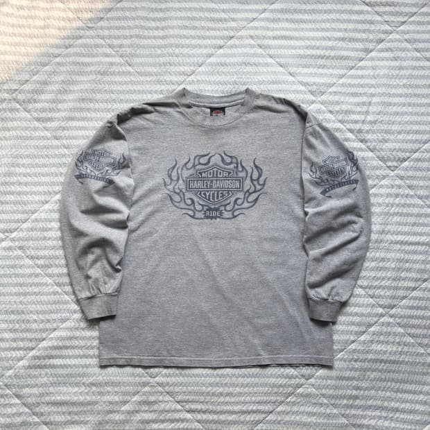 빈티지 할리데이비슨 플레임 롱슬리브 티셔츠