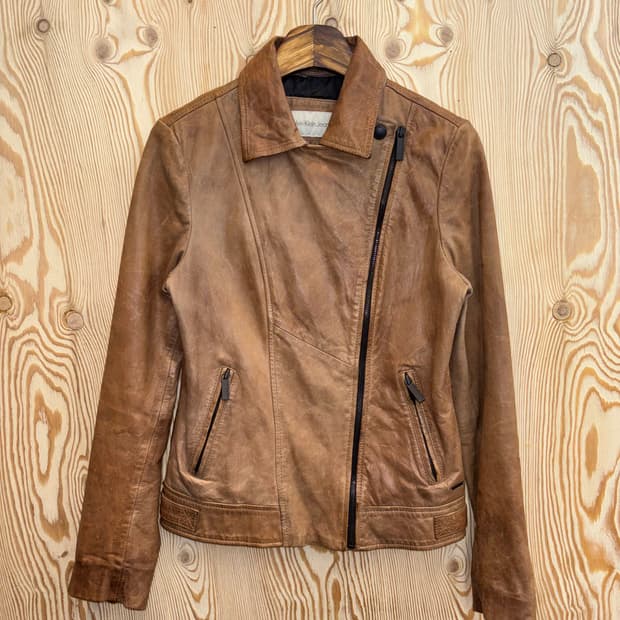 캘빈클라인진스 사선 지퍼 가죽자켓