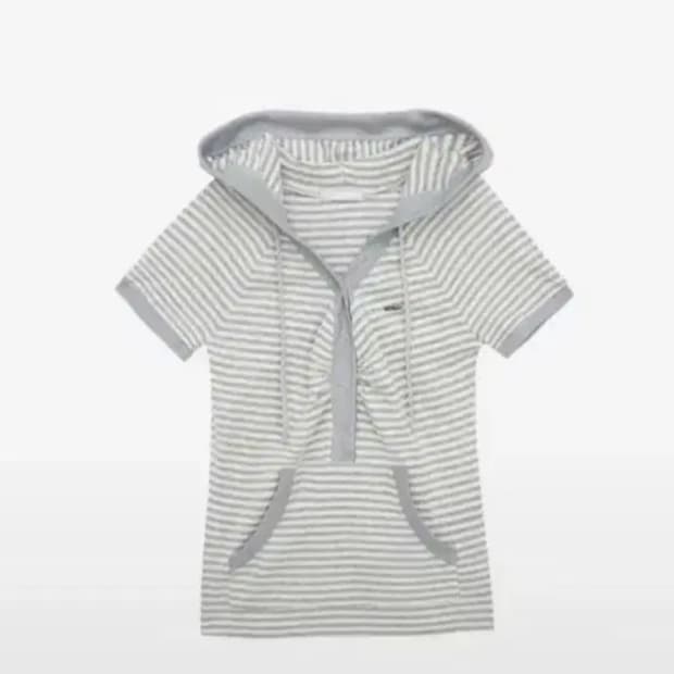 허그유어스킨 스트라이프 후드집업 그레이