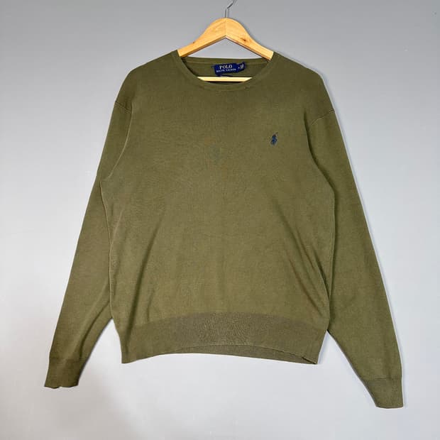 폴로 랄프로렌 라운드넥 피마코튼 니트 카키 M [021106]