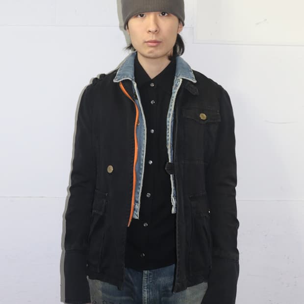 디스퀘어드2 05SS 데님 레이어드 밀리터리 자켓 블랙