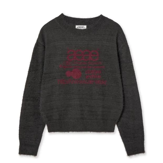 aeae 웹 로고 헤어리 니트 차콜색