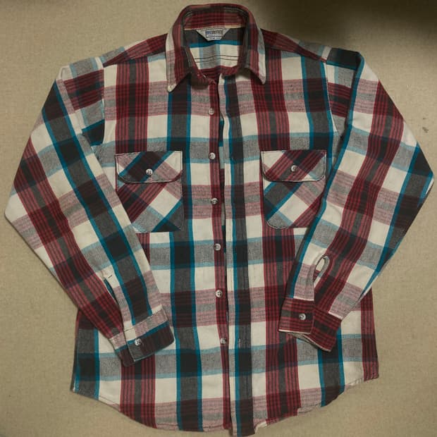 80s 파이브 브라더 플란넬 체크 셔츠 헤비코튼 빈티지