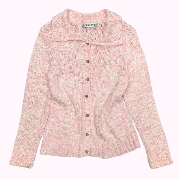milky pink collar knit cardigan