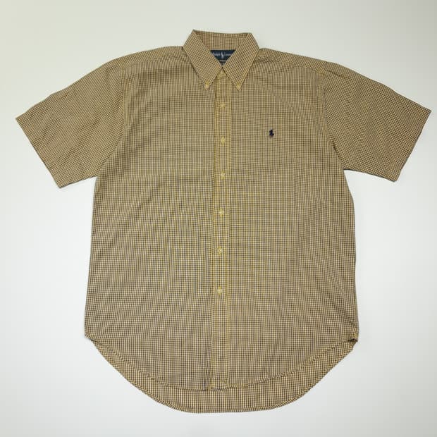 CK045 M 폴로 90s 옐로우네이비 마이크로체크 반팔 셔츠 남방