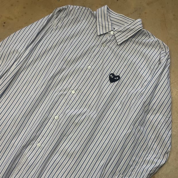 L 꼼데가르송 스트라이프 블랙와펜 셔츠
