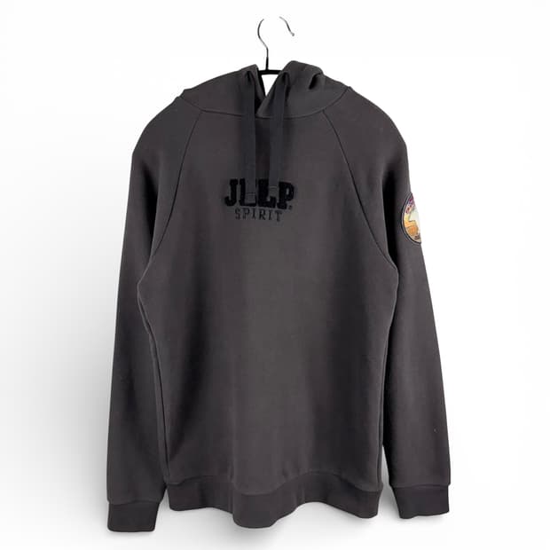 (S) 지프 패치로고 후드 티 다크브라운