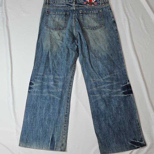 ask 페인팅 워싱 데님팬츠 진 패치 청바지 Y2K 빈티지 32