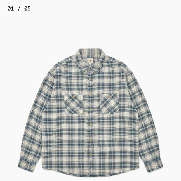 카키스 adsum Trucker Plaid Shirt L