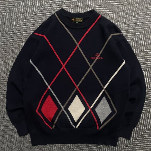 Paolo Gucci 아카이브 아가일 패턴 크롭 니트o 5780