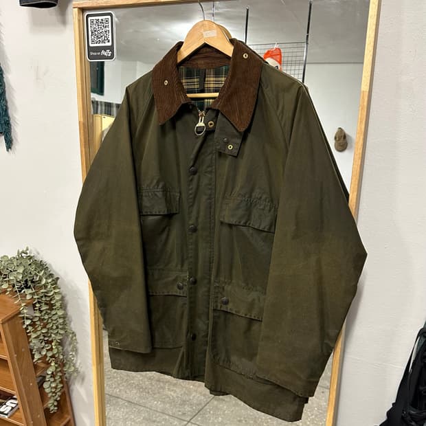 80s 바버 빈티지 비데일 왁스자켓