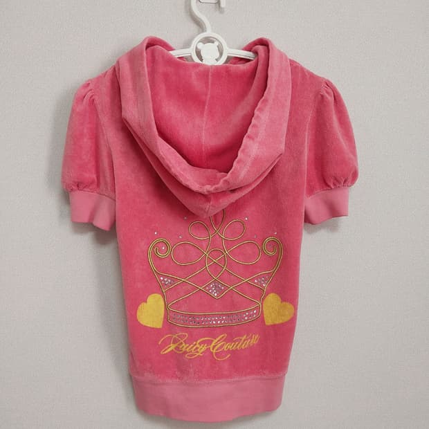 쥬시꾸뛰르 핑크 테리 후드 집업 y2k