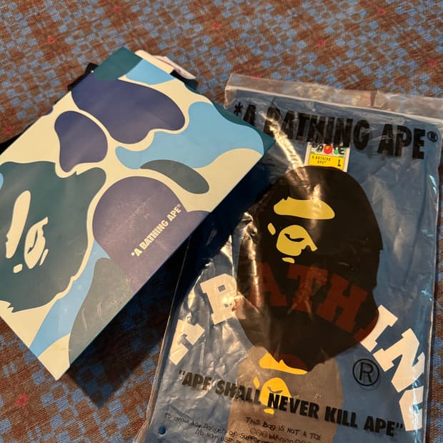 베이프 컬리지 티셔츠 네이비 L 새상품