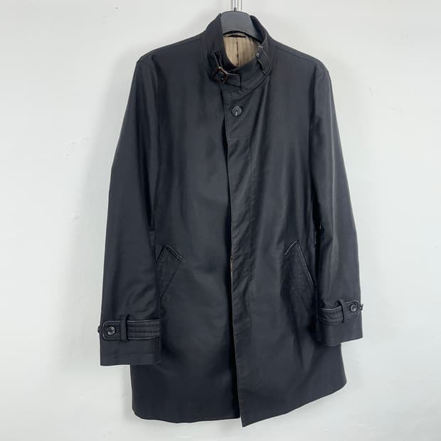 BOYCOTT Leather Trim Trench Coat