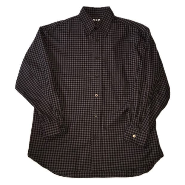 유니클로U 트윌 오버사이즈 셔츠 브라운체크 M