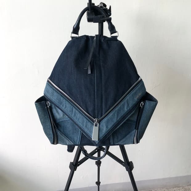 two-tone denim zip backpack / diesel