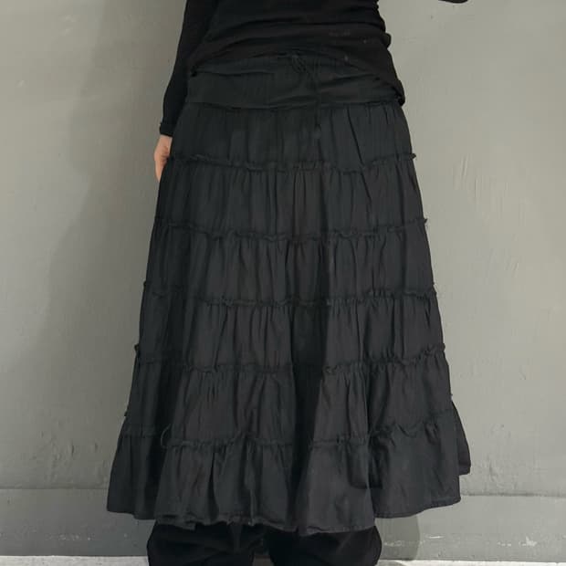 can-can frill detail long skirt
