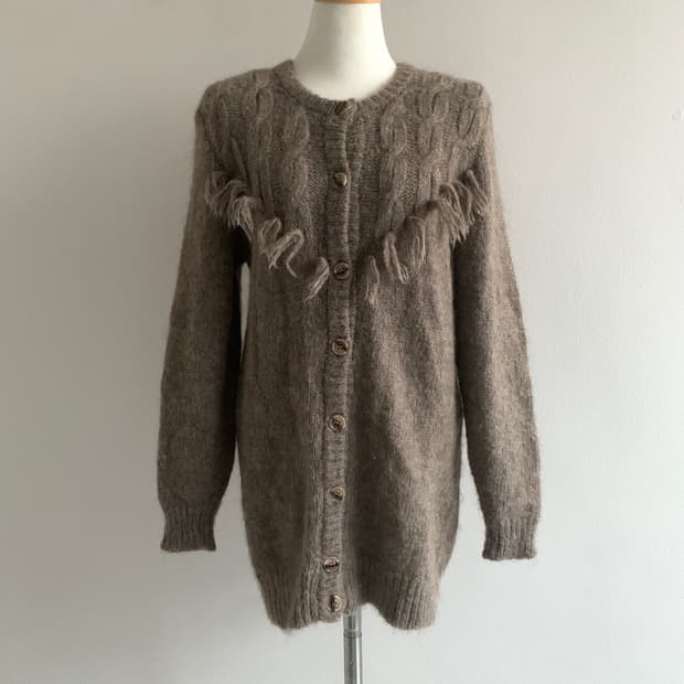 Wool Fringe Twist Cardigan