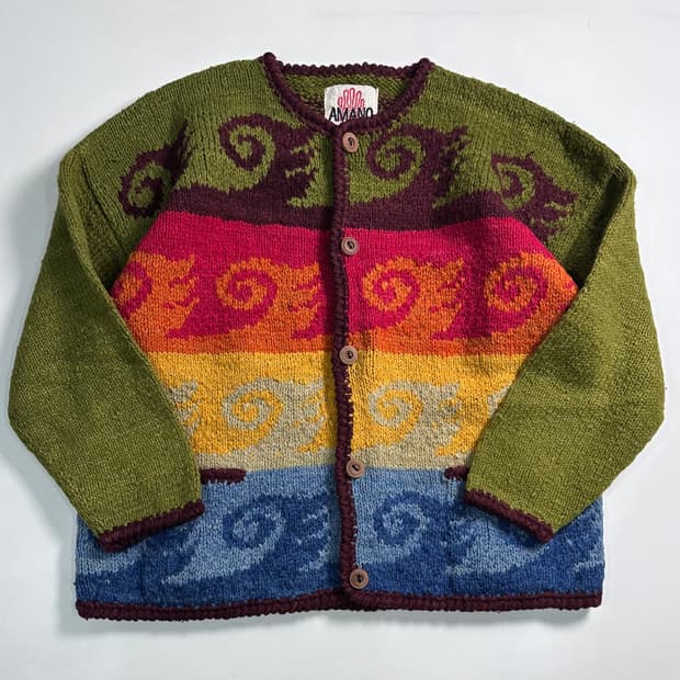 Amano 빅 웨이브 울 가디건  