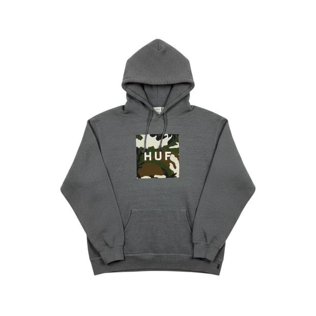 (XL) HUF 카모 프린팅 후드 티 그레이