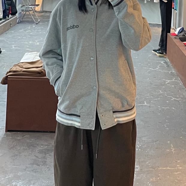 아디다스 코튼 그레이 백로고 자켓 H1332