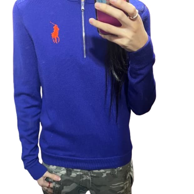 폴로 블루 하프 집업