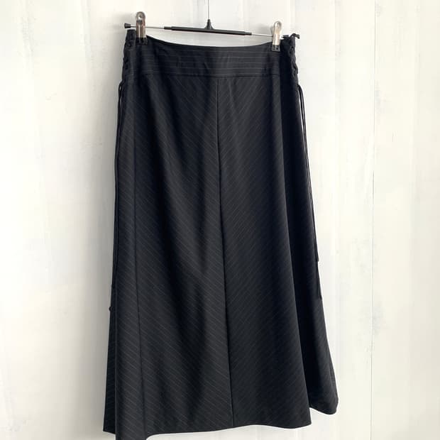 Black Side Lace-Up Long Skirt