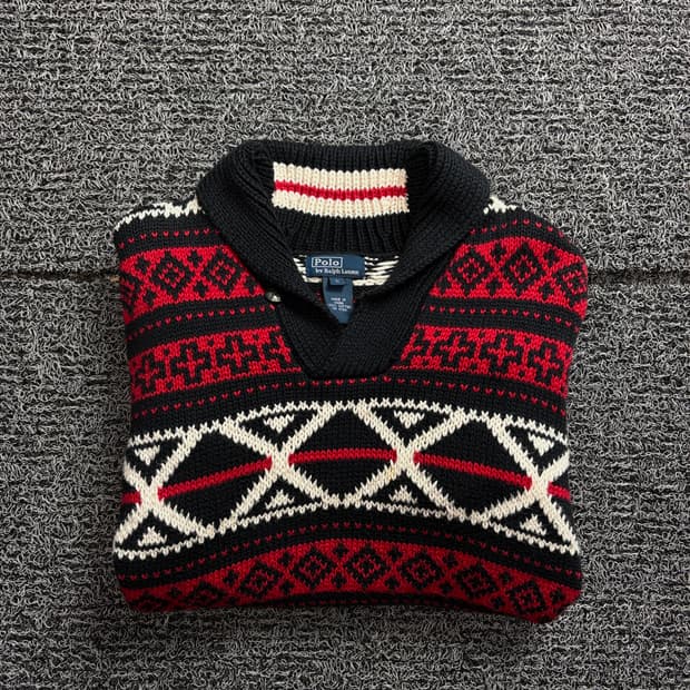 폴로 랄프로렌 아메타지 아즈텍 숄카라 패턴 스웨터 2041