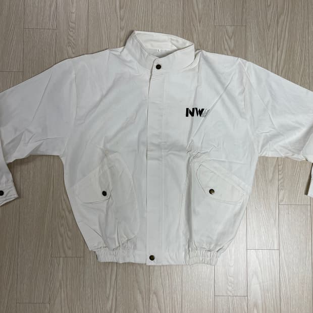 닛카 위스키 블루종 화이트 자켓 빈티지 90s