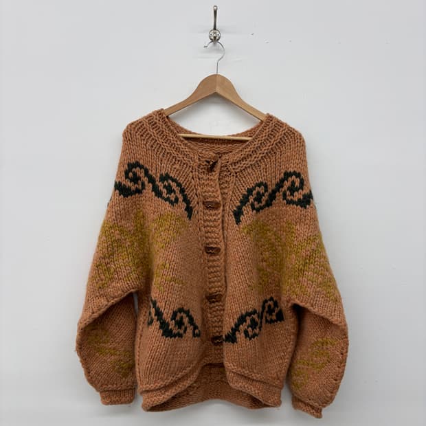 핸드메이드 패턴 헤비 가디건 여XL