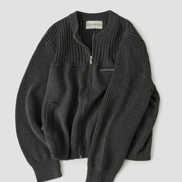 후브스 멀티 리브드 집업 니트 xl