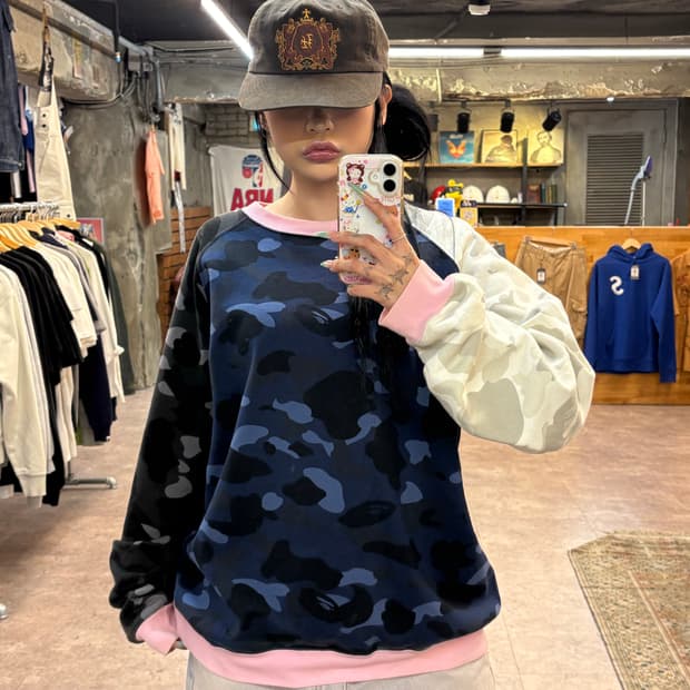 베이프 카모 배색 맨투맨 #csz4342