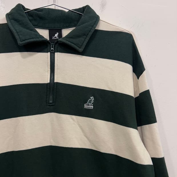 캉골 반집업 스트라이프 카라 럭비 스웻셔츠
